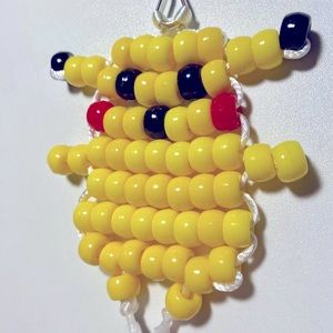 handmade pokemon pikachu bead keychain